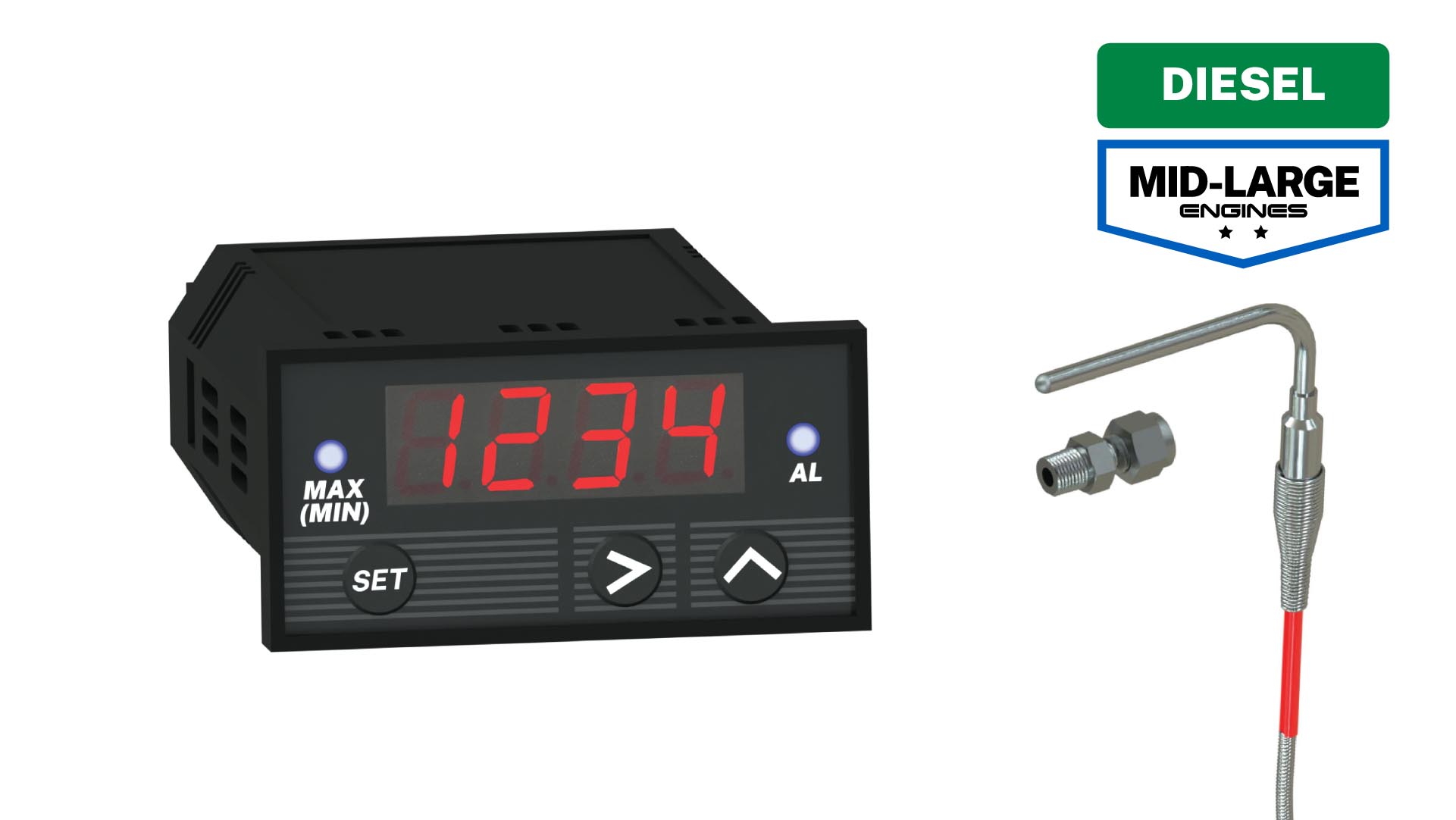 EGT Digital PMD1XT Pyrometer Gauge + Probe Kit - Diesel Commercial Industrial Series DP